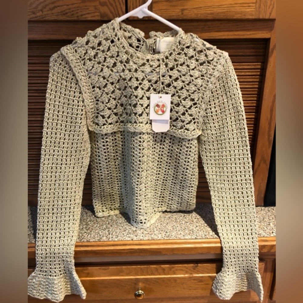 Doen Heirloom Madeira Crochet Top in Goldleaf - Medium
